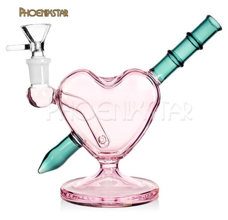 WP392 Heart-Shaped Glass Waterpipe