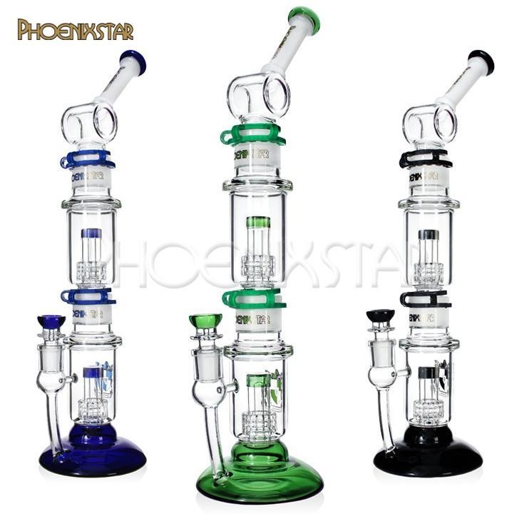 HF205 Double Matrix Perc Waterpipe 18"