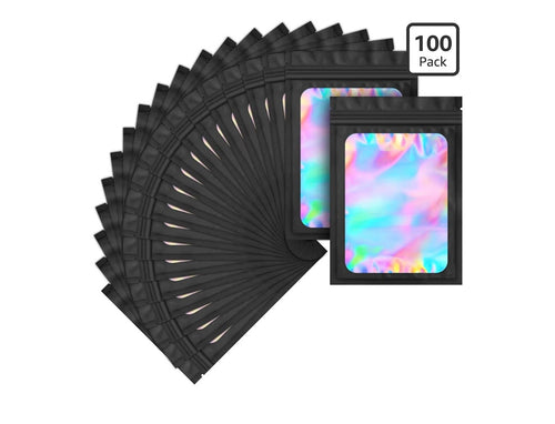 100pc Mylar Bags with Holographic Window